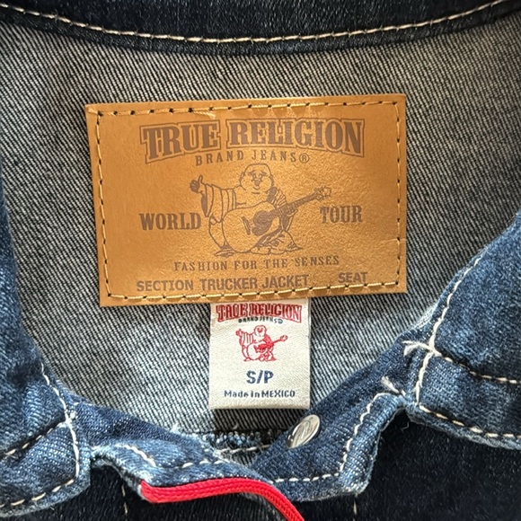 True Religion PIPED TRUCKER DENIM JACKET in Night Lights - Picture 9 of 12